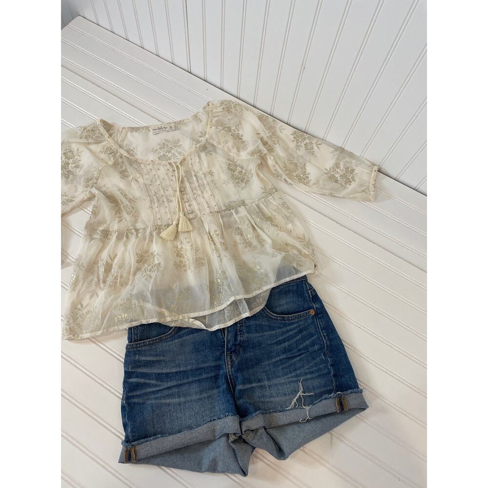 Abercrombie & Fitch & Madewell Denim Shorts & Sheer Tassel Top Bundle Size XS